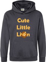 Pixeline Hoodie Cute Little Leeuw grijs 1-2 jaar - Leeuw - Pixeline - Trui - Stoer - Dier - Kinderkleding - Hoodie - Dierenprint - Animal - Kleding