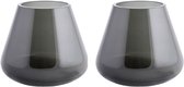 Vase en Verres - Set de 2 - Vase Smokey - Vent léger - Noir Fumé