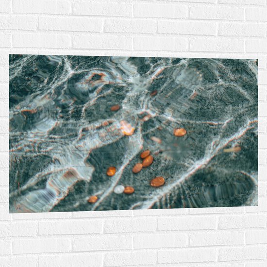 WallClassics - Muursticker - Kleingeld op Bodem van Fontein - 105x70 cm Foto op Muursticker