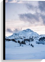 Canvas - Berg vol met Sneeuw - 40x60 cm Foto op Canvas Schilderij (Wanddecoratie op Canvas)