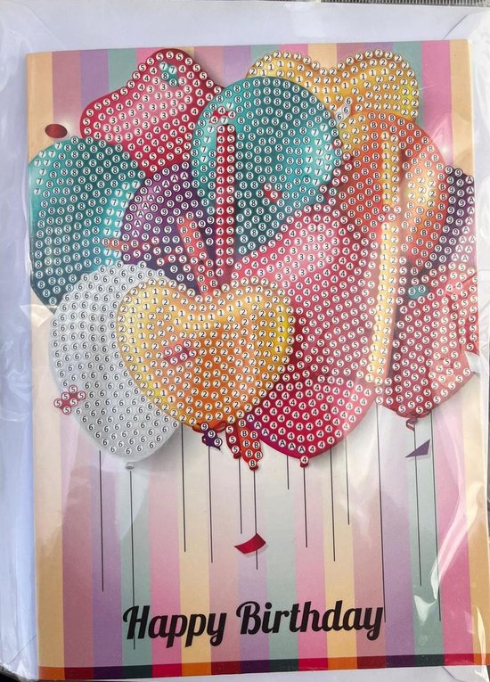 TOPMO Happy Birthday Kaarten 10 STUKS ! Diamond painting pakket HQ