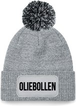 Bellatio Decorations Oliebollen muts met pompon - one size - grijs