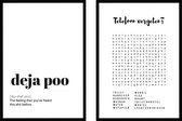 Wallll WC Poster Deja Poo en Woordzoeker – 21x30 cm - A4