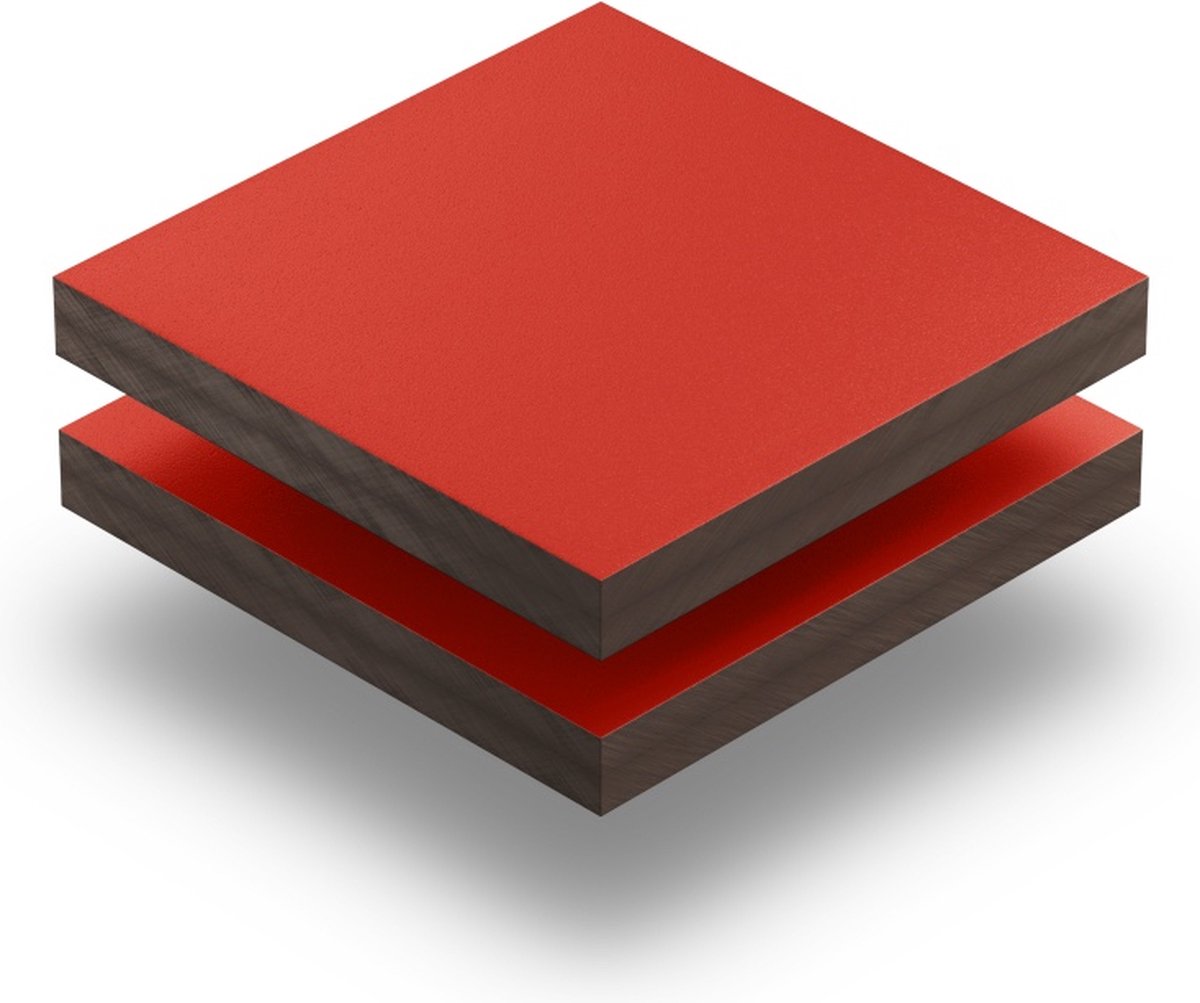 HPL plaat 6 mm dik - 60 x 30 cm - Structuur Verkeersrood