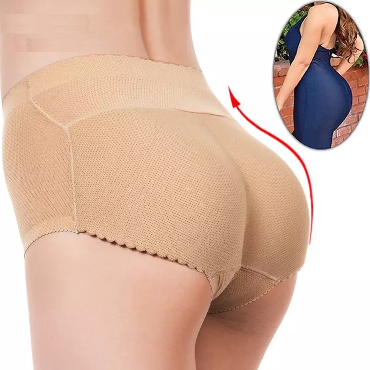 Butt lifter Corrigerend Ondergoed Shapewear push up onderbroek Beige bol