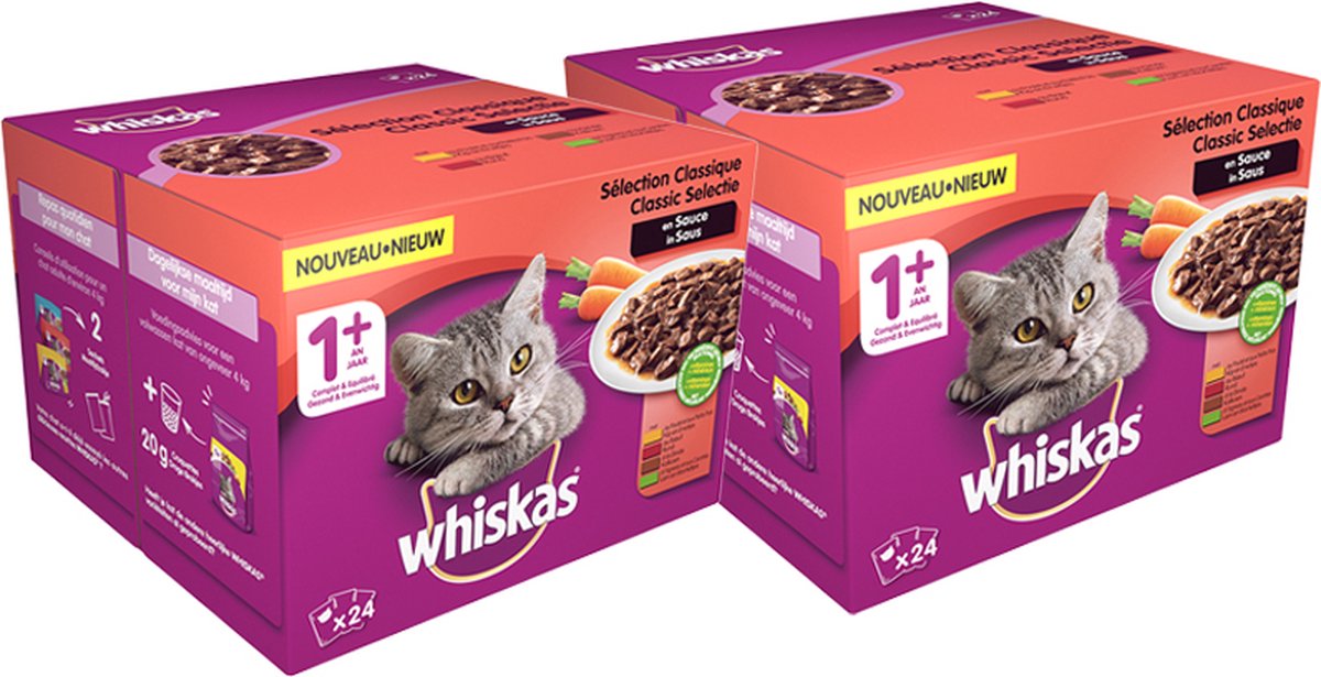 Nourriture humide Whiskas pour chat adulte - MEGAPACK - 120 pièces / 10  types