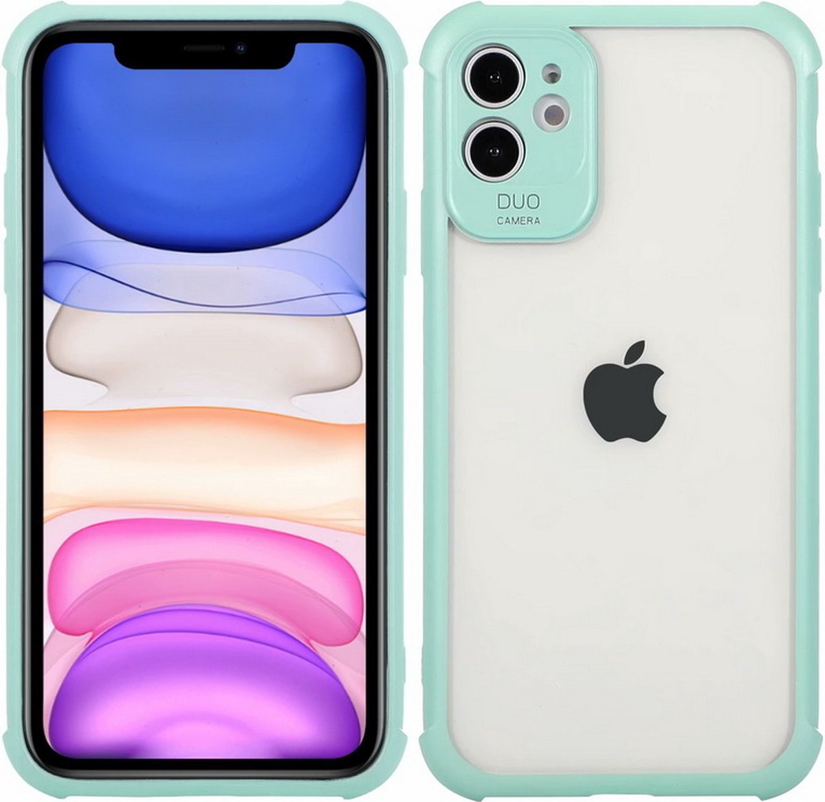 Hoesje geschikt voor Samsung Galaxy A42 - Backcover - Camerabescherming - Anti shock - TPU - Transparant/Turquoise