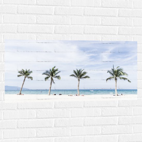 WallClassics - Muursticker - Palmiers alignés au bord de l' Water - Photo 100x50 cm sur Muursticker