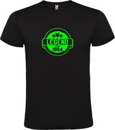 Zwart T-Shirt met “Legend sinds 1984 “ Afbeelding Neon Groen Size XXL