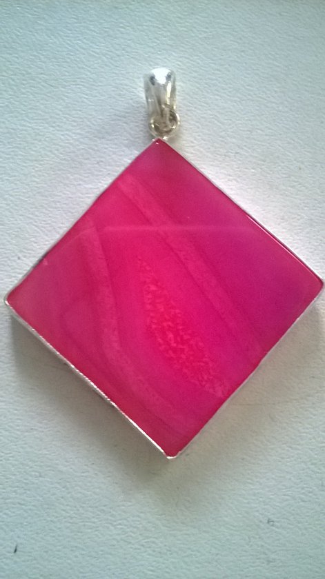 Gemstones-silver-natuursteen hanger 2,7 x 2,7 cm zilver 925 roze jaspis 6 g