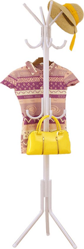 Minismus Kapstok Staand Wit - Geschikt voor tassen, jassen en hoeden - 178 cm hoog - 3 verschillende hoogtes