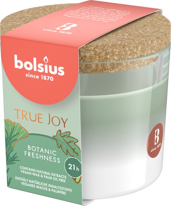 Bolsius - Bougie parfumée avec couvercle en liège - Fraîcheur Botanic -  Vert - 6... | bol.com