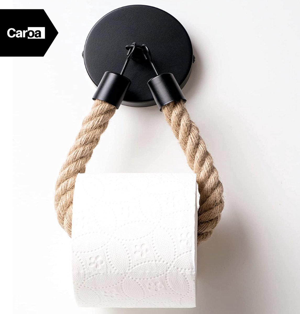 Caroa - wc rolhouder - wc rolhouder zwart - toiletpapierhouder - wc borstel met houder - wc rolhouder zonder boren