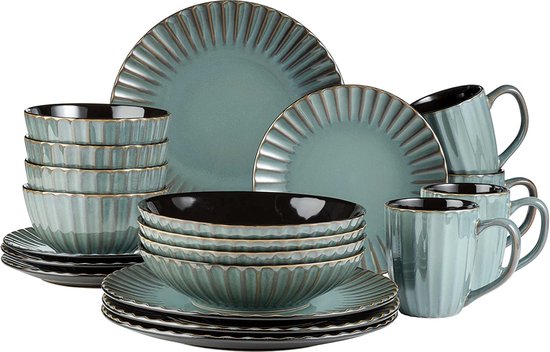 CreaTable, 17854, Barcelona Series, 6-Piece Crockery Set, Cereal Bowl Porcelain Dishwasher-and Microwave Safe, Made in Europe
