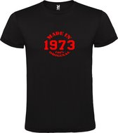 Zwart T-Shirt met “Made in 1973 / 100% Original “ Afbeelding Rood Size XXL