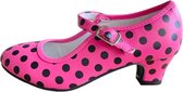 Spaanse Prinsessen schoenen fel roze zwart maat 28- binnenmaat 18 cm - bij verkleedkleding kinderen