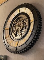 Horloge murale ronde 80cm - noire avec engrenages rotatifs - radars - décorative