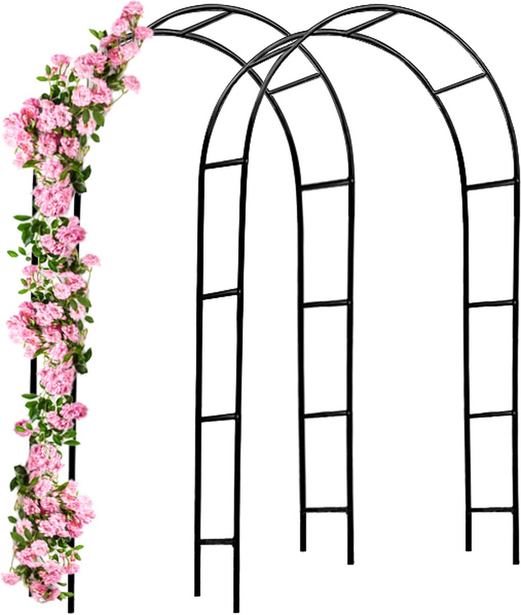 Gardebruk Rozenbogen 2 Stuks - Metaal 240x140x37cm - Zwart op Prijzenvolger.com