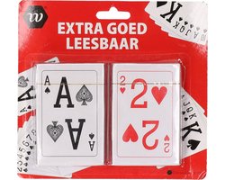 Speelkaarten goed leesbaar met extra grote cijfers en letters - 2 sets standaard maat - Bridge kaarten - pokerkaarten - klaverjassen