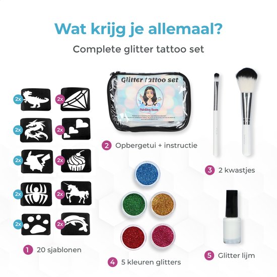 Lot De 50 Pochoirs à Tatouages Paillettes Dazzle - Thème Animaux Et Nature - Noir - Temporaires - Fabriqué Au Royaume-Uni