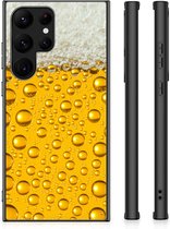 Silicone Back Cover Geschikt voor Samsung Galaxy S23 Ultra Telefoonhoesje met Zwarte rand Bier