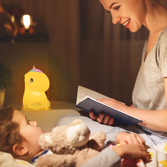 Eenhoorn nachtlampje - Oplaadbaar - Draadloos - 9 lichtkleuren - Babykamer lampje - Zacht materiaal - Droomvoeding lamp van Merkloos — afbeelding 5