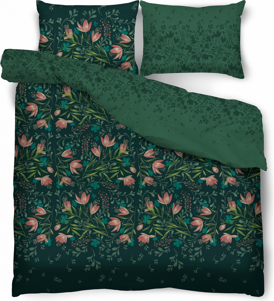 Sweet Dream Collection Green Lily tweepersoons dekbedovertrek satijnkatoen 200 x 220 cm inclusief 2 kussenslopen 70 x 80 cm