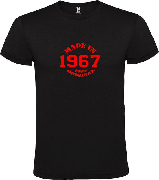 Zwart T-Shirt met “Made in 1967 / 100% Original “ Afbeelding Rood Size XXXXXL