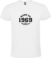 Wit T-Shirt met “Made in 1969 / 100% Original “ Afbeelding Zwart Size M