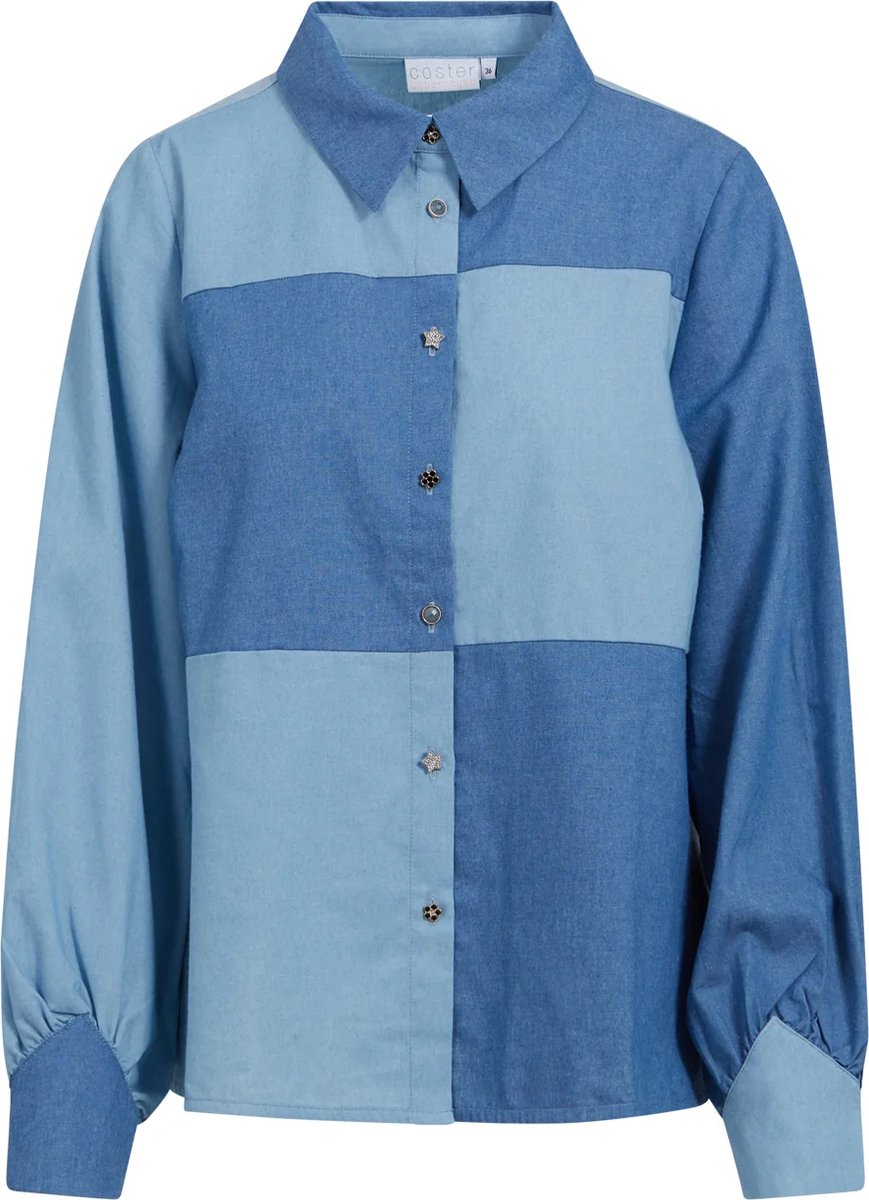Denim patchwork blouse - Coster Copenhagen - Maat 34