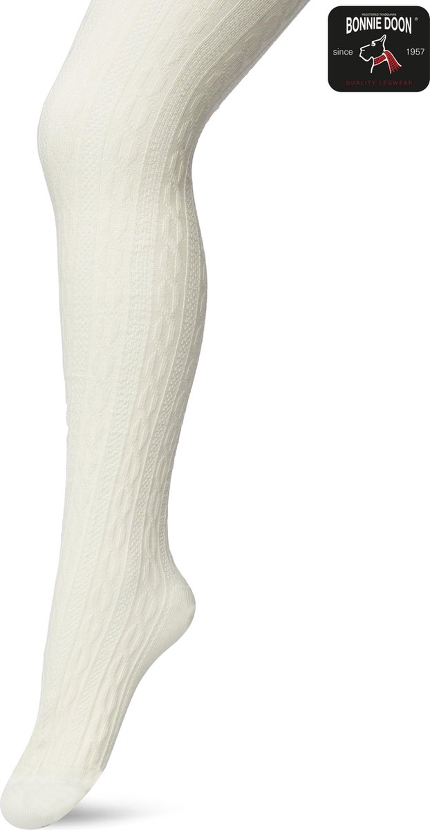Bonnie Doon Bio Kabel Maillot Meisjes Off White maat 164/182 L - Ingebreid Kabel patroon - Biologisch Katoen - Uitstekend draagcomfort - Classic Cable Tights - OEKO-TEX - Gladde Naden - Klassiek - Gebroken Wit - BP213901.110