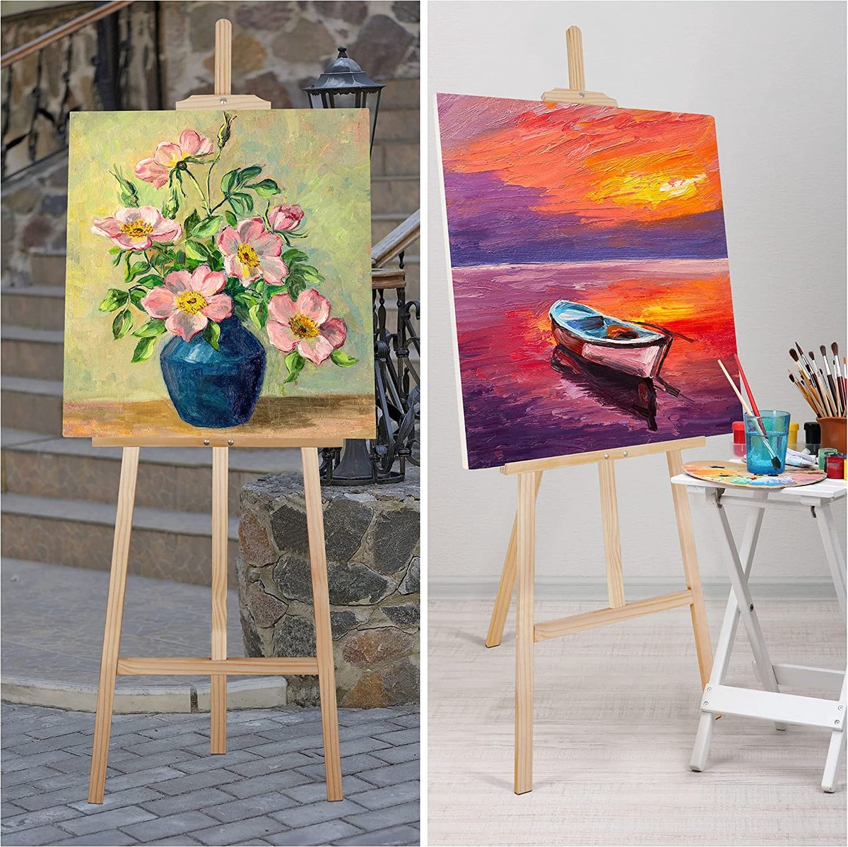 Belle Vous Houten Schildersezel A-Frame - 159cm Hoogte - Verstelbare Kunstenaars Ezel Voor Canvas