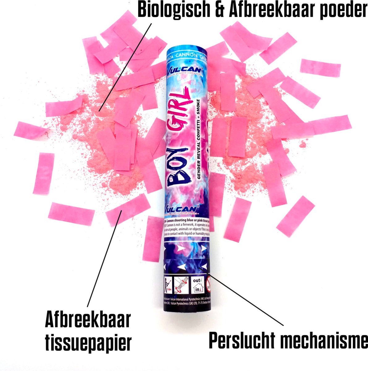 Gender Reveal Rookkanon Roze Meisje Confetti Kanon Feest Shooter Gender Reveal...