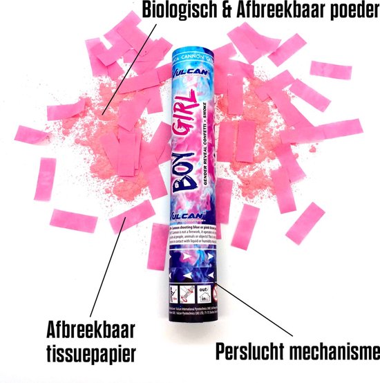 Gender Reveal Rookkanon Roze Meisje Confetti Kanon Feest Shooter