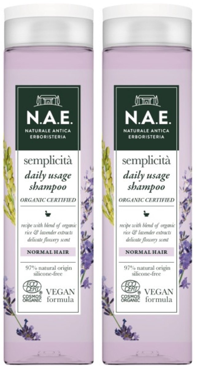 N.A.E. Semplicita Biologisch Shampoo Voor Dagelijks Gebruik - Normaal Haar - Voordeelbundel - 2 x 250 ml
