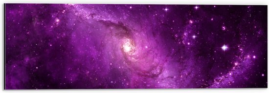 Dibond - Prachtige Paarse Galaxy Lucht met Sterren - 60x20 cm Foto op Aluminium (Wanddecoratie van metaal)
