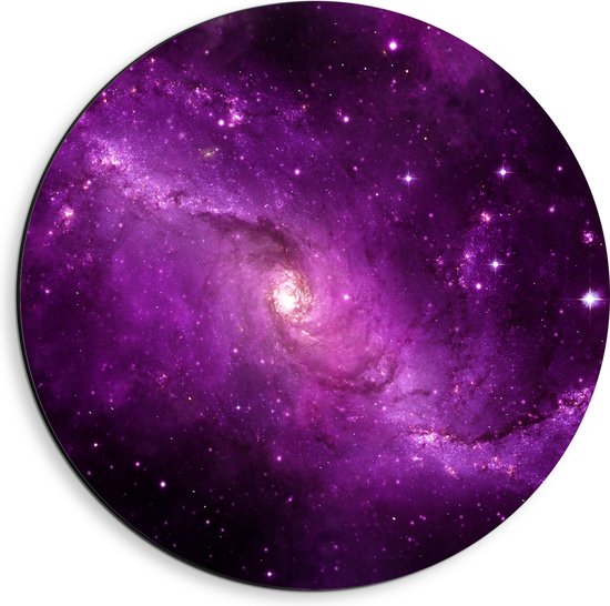 Dibond Muurcirkel - Prachtige Paarse Galaxy Lucht met Sterren - 40x40 cm Foto op Aluminium Muurcirkel (met ophangsysteem)