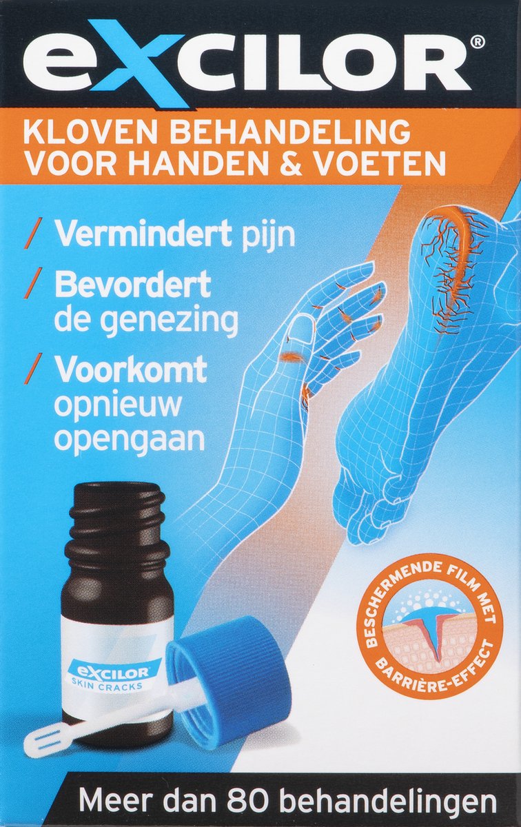 Excilor Kloven Gel behandeling voor handen en voeten - Vermindert de pijn - Bevordert de genezing - Voorkomt opnieuw opengaan van de wond - Medisch hulpmiddel - 7 ml