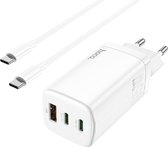 Hoco 65W Triple Quick Charger - Snellader - 1x USB-A 2x USB-C met Kabel