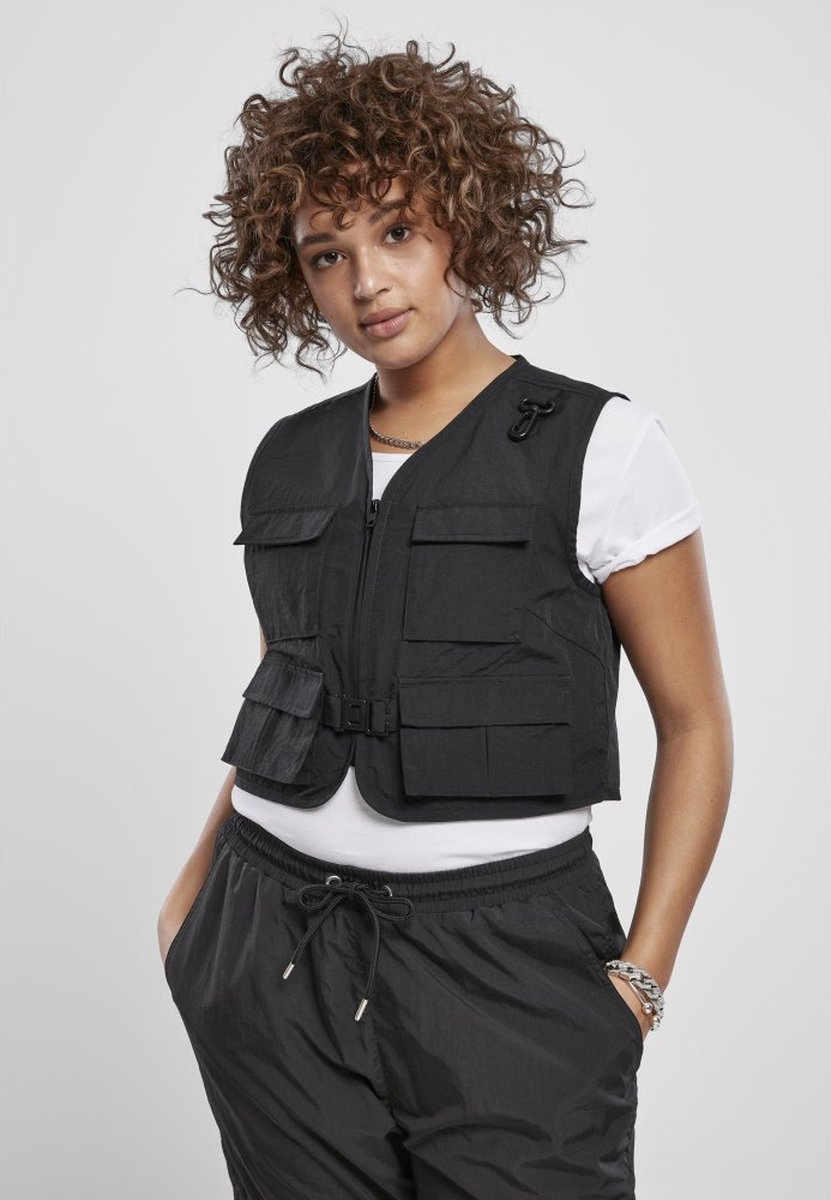 Urban Classics - Ladies Short Tactical Vest black Gilet - XL - Zwart - urban classics