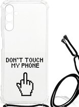 Smartphonehoesje Geschikt voor Samsung Galaxy A13 5G | A04s Telefoon Hoesje met doorzichtige rand Finger Don't Touch My Phone