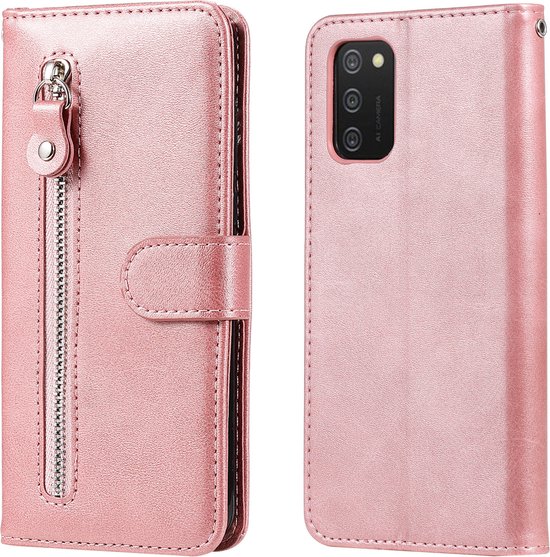 OPPO A94 Book Case Cover with Zipper - Similicuir - Porte-cartes - Portefeuille - OPPO A94 - Or Goud