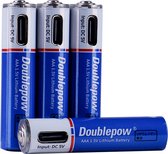 Doublepow USB-C Oplaadbare Li-ion AAA Batterij 600mWh - Marktleider Hoge Capaciteit - AAA Batterijen - Oplaadbaar via USB-C (4 Stuks)