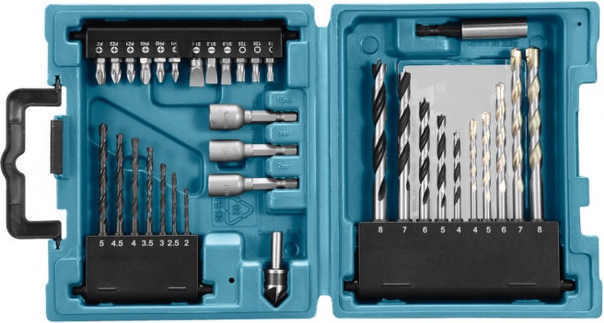 Makita 34 delige bit- en borenset in koffer - D-36980 - Accessoires bit- en borenset