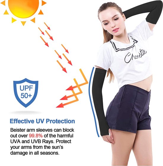 BOTC Arm Sleeve - Compressie Arm Mouwen - UV - Zonbescherming - werende mouwen - Zwart - BOTC