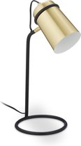 Relaxdays bureaulamp - kantelbare kap - tafellamp - E14 - metaal - snoer - zwart/goud