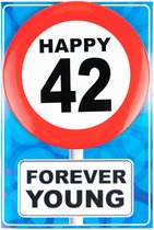 Carte Happy age 42 ans (carte de voeux avec bouton)