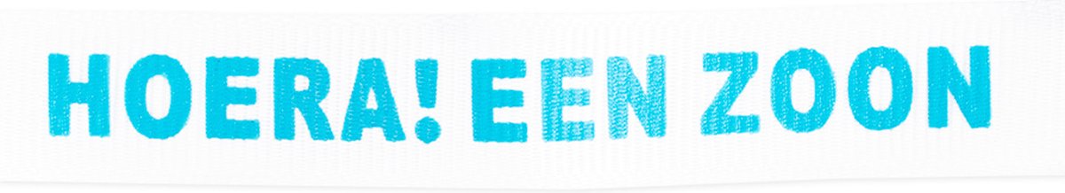 Goedkoopste Wit lint | tekst blauwe letters Hoera! een zoon | lengte ca. 6 meter