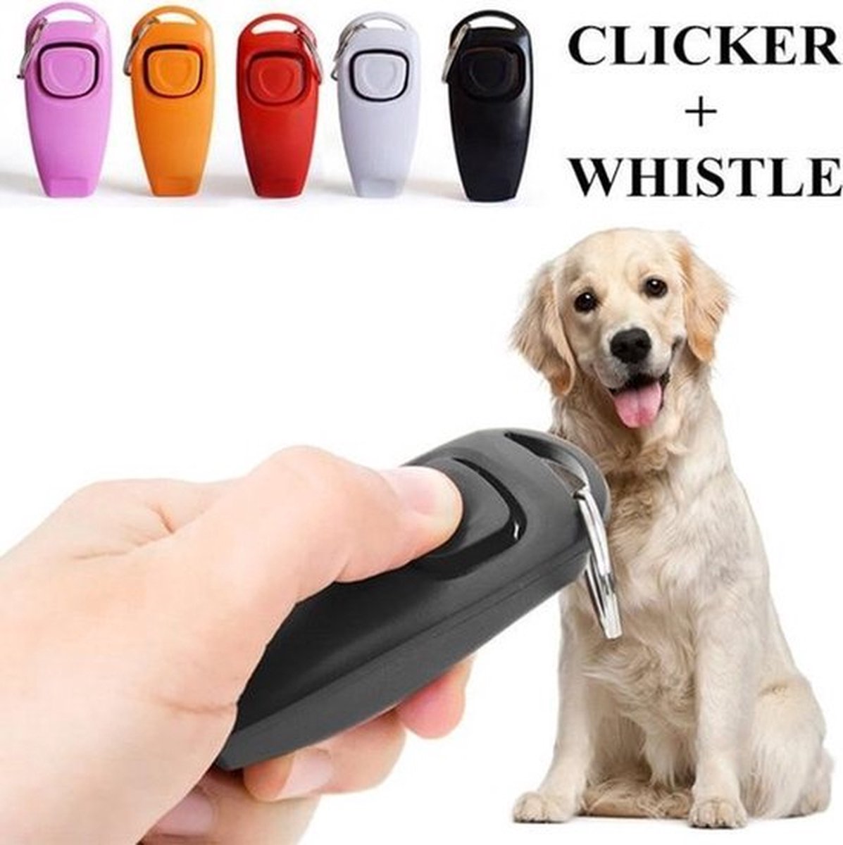 Clicker met fluit - Honden clicker voor training - RVS - Zwart - 1 st - Merkloos