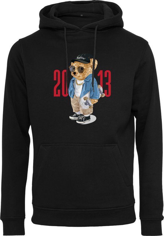 Heren Hoodies met Ballin Est. 2013 Skater Bear Hoodie Print - Zwart - Maat M